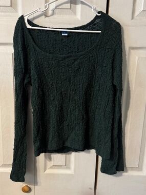 Old Navy Women's Dark Green Lace Long Sleeve Top - Size XL